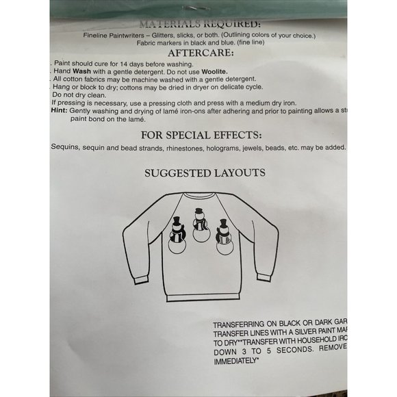 Vintage A Stan Rising Productions Innovations Holiday Snowman Pre-cut Iron-On - Picture 8 of 8